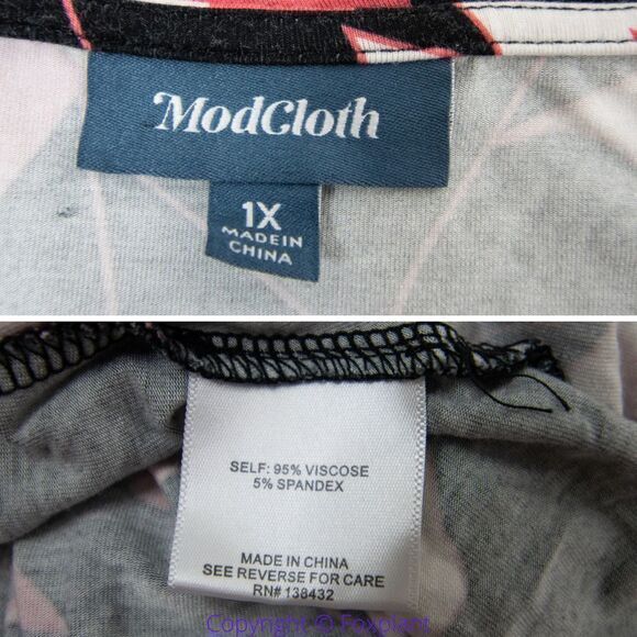 Modcloth black pink floral print short‎ sleeve dress, 1X - Picture 16 of 16